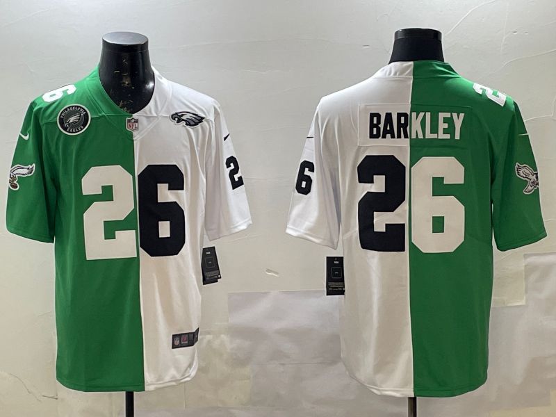 Men 2025 Philadelphia Eagles #26 Barkley White Green Nike Limited NFL Jersey style 1